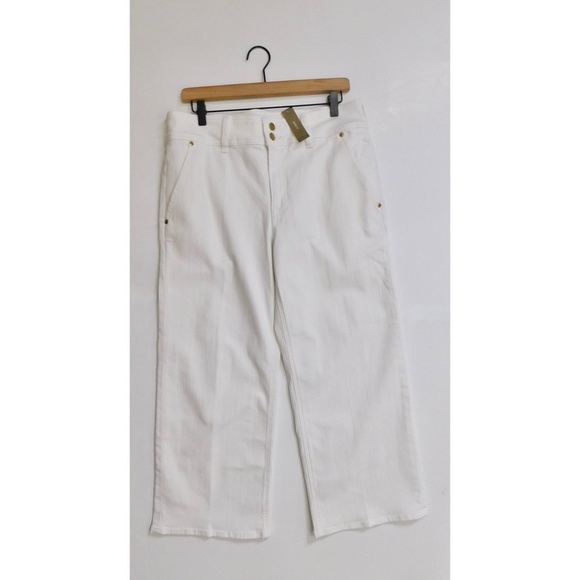 NWT!! J. CREW Slim Wide Jeans Stacked Buttons Solid White Size 30 Petite 30P - Picture 3 of 16